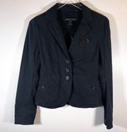 Marc Jacobs Black Button Down V Neck Long Sleeve Blazer Jacket Size 6