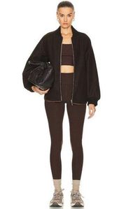 Varley Reno Reversible Quilt Jacket in Coffee Bean Small New Womens Teddy Coat