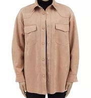 FATE Faux-Suede BUTTON DOWN SHIRT Shacket