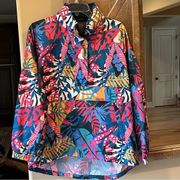 Lauren James Windbreaker Pullover Rain Jacket L Lightweight Bold Floral