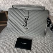 Saint Laurent YSL Medium College Chain Bag in Stone Gray