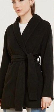 Reformation Maxwell Belted Shawl Collar Short Coat in Black Size US XL