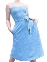 AG Adriano Goldsmied Giselle Denim A-Line Fit and Flare Midi Dress Small NWT