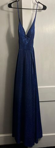 Navy Blue Maxi Prom Dress