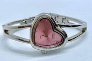 Armitron Now Diamond pink dial 24mm heart sharp case silver tone 6” running