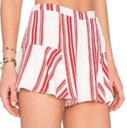 Lovers + Friends Revolve  Oasis Striped High Waisted Frill Shorts Skort Red S