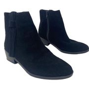 Bella Vita Women's Black Suede Low Heel Side Zipper Ankle Booties Sz 5M