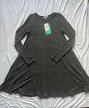 Dark Gray Mini Dress with Long Sleeves