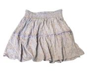 Boho Peasant Skirt Lavender Floral Ruffle Size M