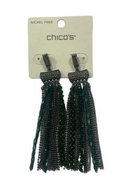 NWT Chico’s Green Tassel Duster Earrings