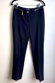 Vintage 90s Y2k Roberto Cavalli CLASS Black Pants Trousers Slacks Gold Zipper 8