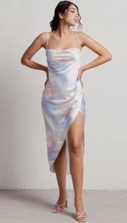 Skylar + Madison VICI Tie Dye Dress w/ Front Slit Pink Blue Brown Size Small