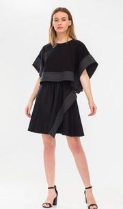 NWT 3.1 PHILLIP LIM Poplin Crop Top Overlay Dress Black Mini Sz 8 ruffle mini