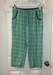 MixIt Green/Blue Print Cropped Length Lounge Pants M