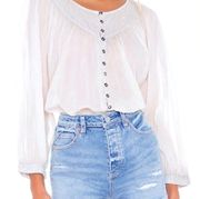 FREE PEOPLE x WE THE FREE Women’s Cool Meadow Top Long Sleeve White Blouse XL