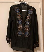 NWOT Magnificent embroidered & beaded Allen Schwartz Elegant Blouse