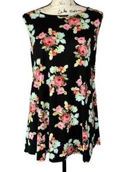 Veranee black floral sleeveless tunic large