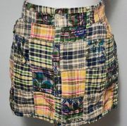 Duck Head Y2K madras patchwork plaid mini skirt size 11