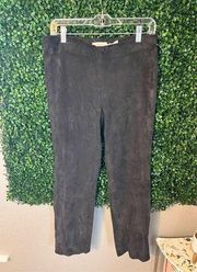 Vince Women's Brown Gray 100% Lamb Leather Suede Nubuck Pants Large New