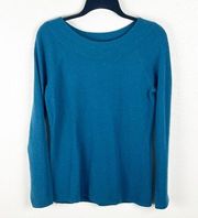 CAROLE LITTLE Teal Angora Rabbit Hair Wool Blend Sweater, Size Medium