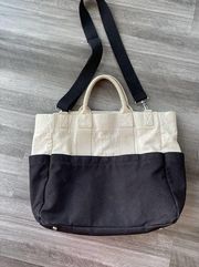 Pottery Barn Kids Fillmore Diaper Bag Crossbody Linen Cotton Black Ivory