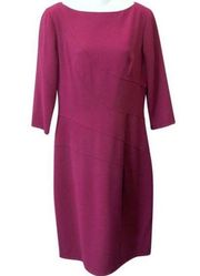 David Meister Stretch Crepe Sheath Office Dress Pink Purple Women's Size 8