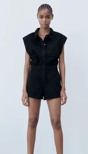 Black Denim Romper