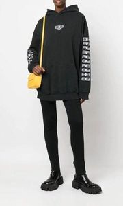 Balenciaga BB-Embroidered Oversized Hoodie in Black Large New Unisex Sweatshirt