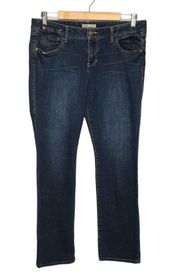 CAbi Dark Rinse Blue Moon Indie Style 514 Straight Leg Denim Jeans 10