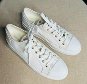 Stuart Weitzman Sammy Sneaker White Canvas Platform Shoe Size 9.5