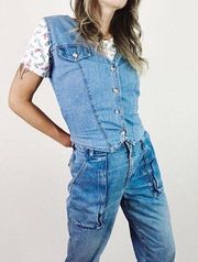 Vintage ✨ Denim Vest Twofer Top