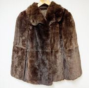 Keska German Womens Fur Coat Brown Authentic Small