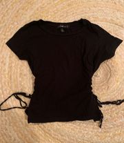 Side Tie Black Tee