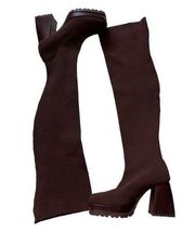 Chocolate Brown Knee high platform stretchy boots