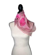 VINTAGE pink and green chiffon scarf Japan