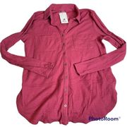 SONOMA Misses Top Deep Maroon Red NWT Lagenlook Longsleeve Button Up