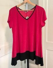 Carol rose nwt hot pink Barbiecore Barbie and black trim top size XL