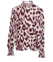 isabel marant etoile Yoshi IKAT silk burgundy puff sleeve blouse top sz 36