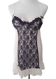 Linea Donatella Mesh Lace Babydoll Lingerie Valentine's Day Medium NWOT