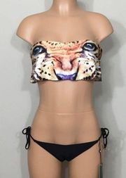 New. WILDFOX Tiger bandeau bikini. S-top/M-bottom