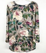 ZAFUL Floral 3/4 Sleeves Side Pockets Tunic Top, Size Small