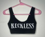 BlackHeart Small Black Reckless Crop Top Bra Vintage Goth Bra Top Y2K Rave Wear