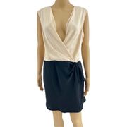 Rachel Rachel Roy (12) Cream Black Sleeveless Plunge V Wrap Front Romper