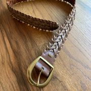 Brown Vintage Braided Leather Belt