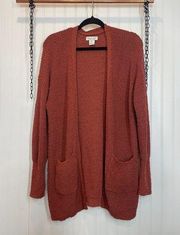 Rachel Zoe Rust Red Open Cardigan Sweater Topper Casual Loungewear Size L