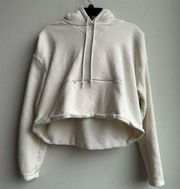 Nike Cream Thick Cropped Athletic Hoodie Size Large Womens