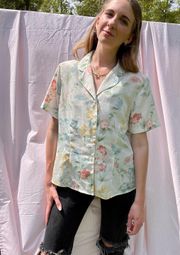 Vintage Alfred Dunner Button Down Floral Short Sleeve Shirt