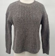 COS Wool Silk Blend Sweater Thick Ribbed Knit Crewneck Pullover Gray Womens S