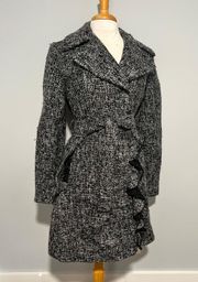 Black White Knit Winter Fall Peacoat