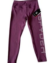 NWT SPYDER SPELL OUT HIGH WAISTED LEGGINGS PURPLE LARGE